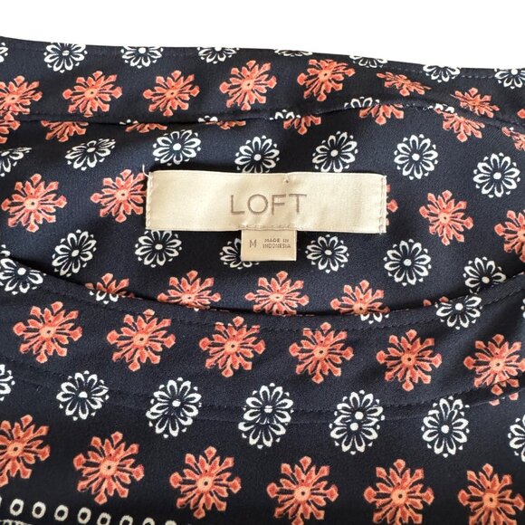 Loft Women's Long Sleeve Boho Style Floral Print Blouse Top Button Cuff, Size M - Picture 4 of 7